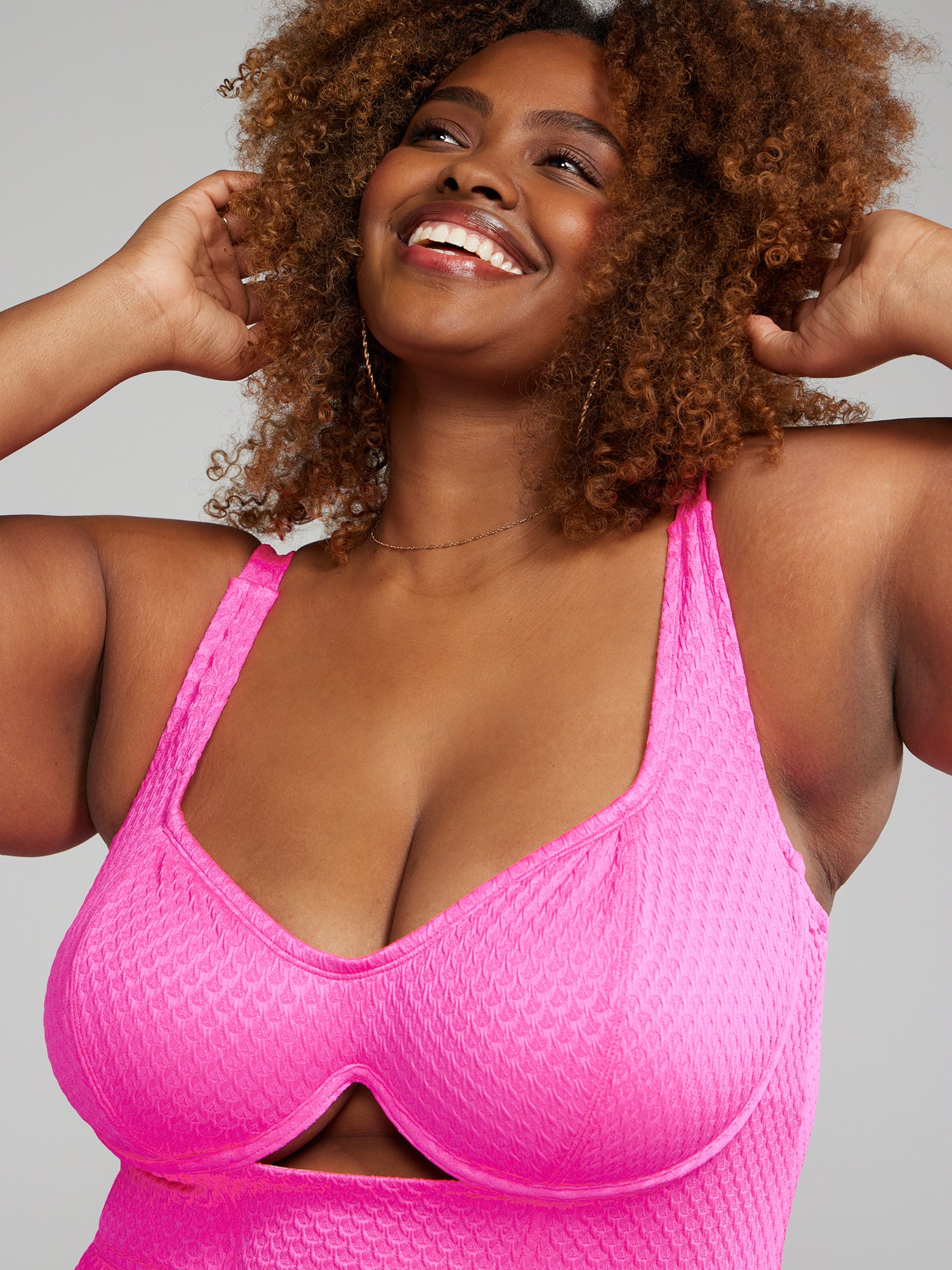 Plus Size Textured One-Piece Swimsuit with Underwire