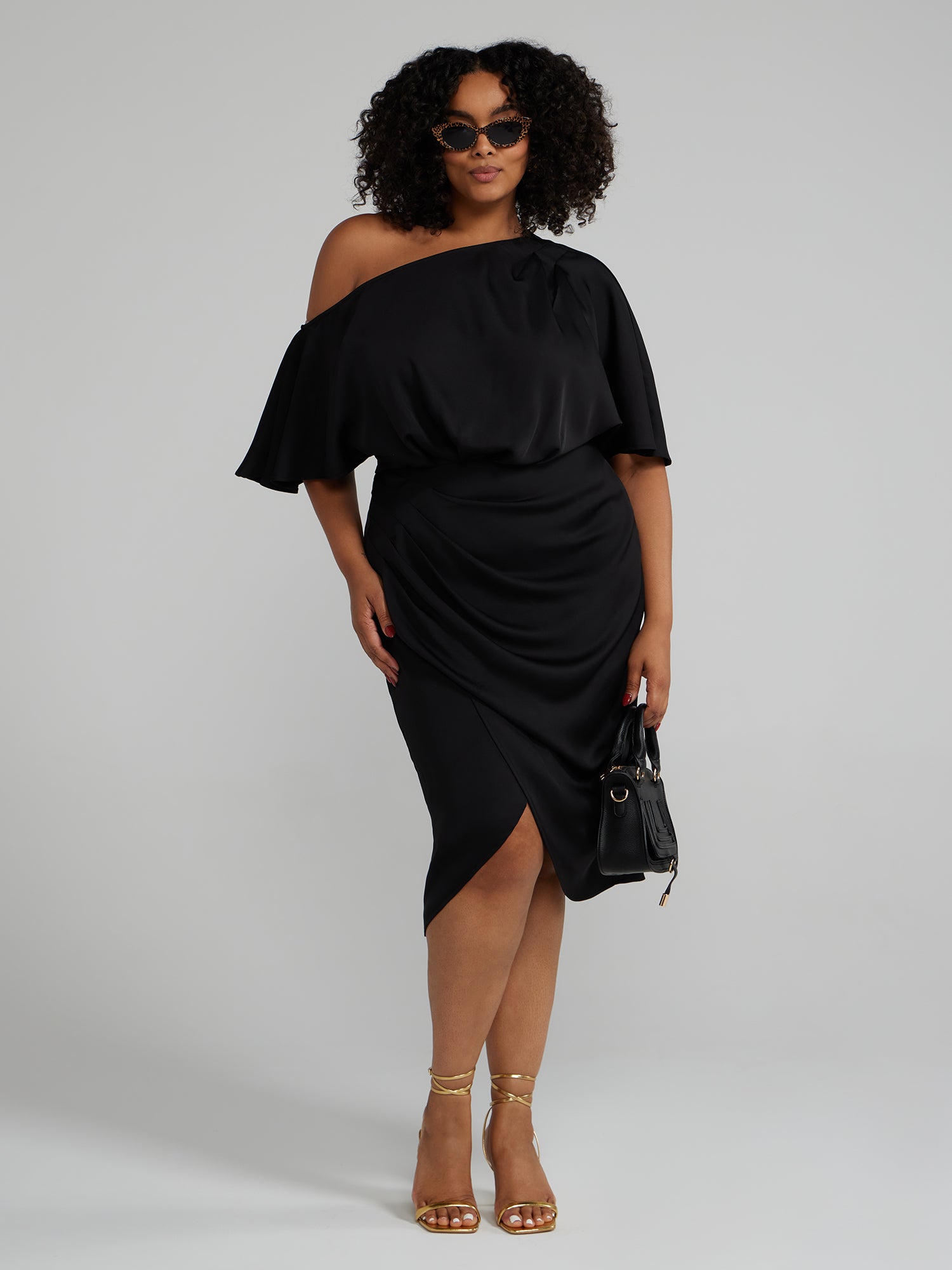 Plus Size One Shoulder Asymmetrical Dress