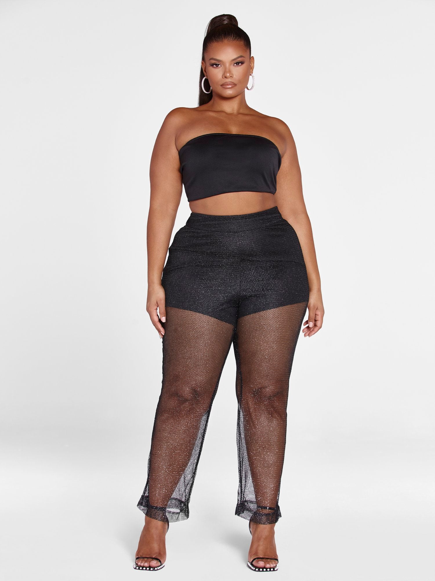 Plus Size Bailey Metallic Mesh Pants