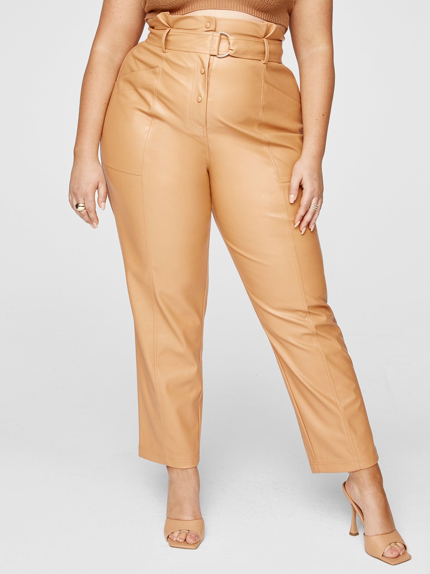 Women's Plus Paper Bag Belted Tapered Trousers | Boohoo UK