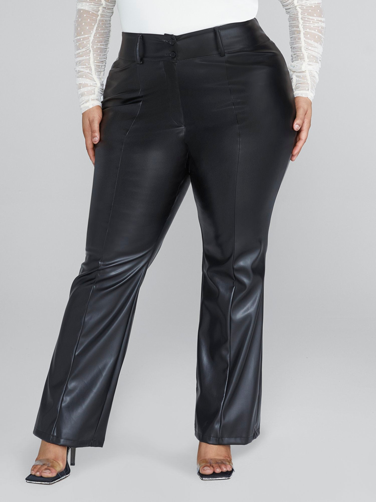 Plus Size Bella Faux Leather Flare Leg Pants