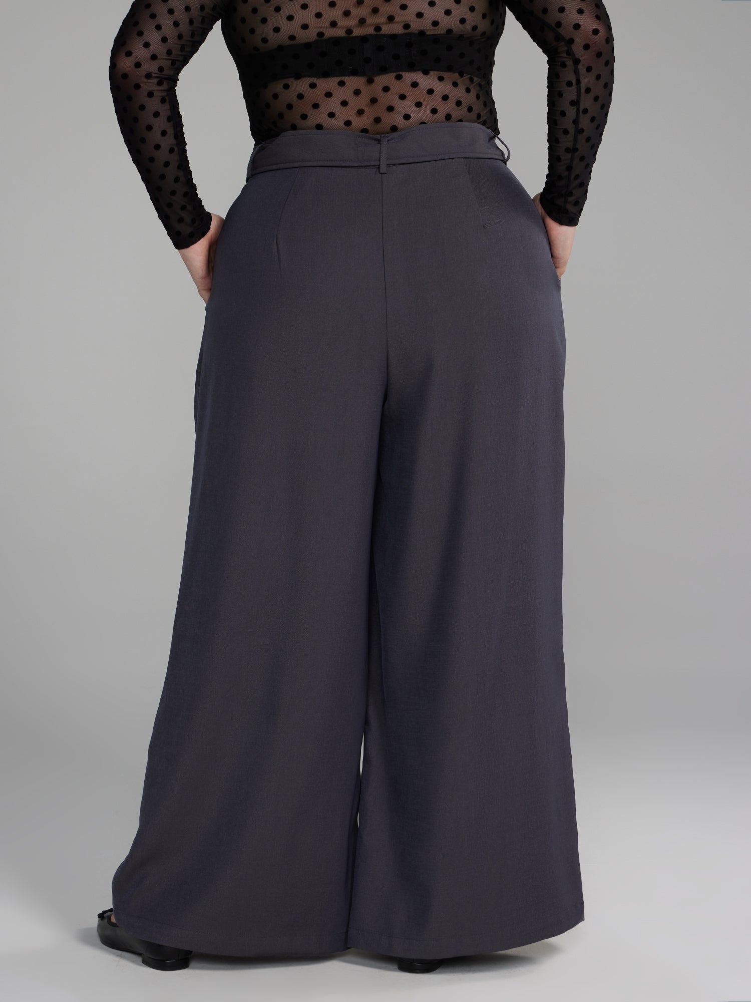 Plus Size Belted Wide Leg Pants