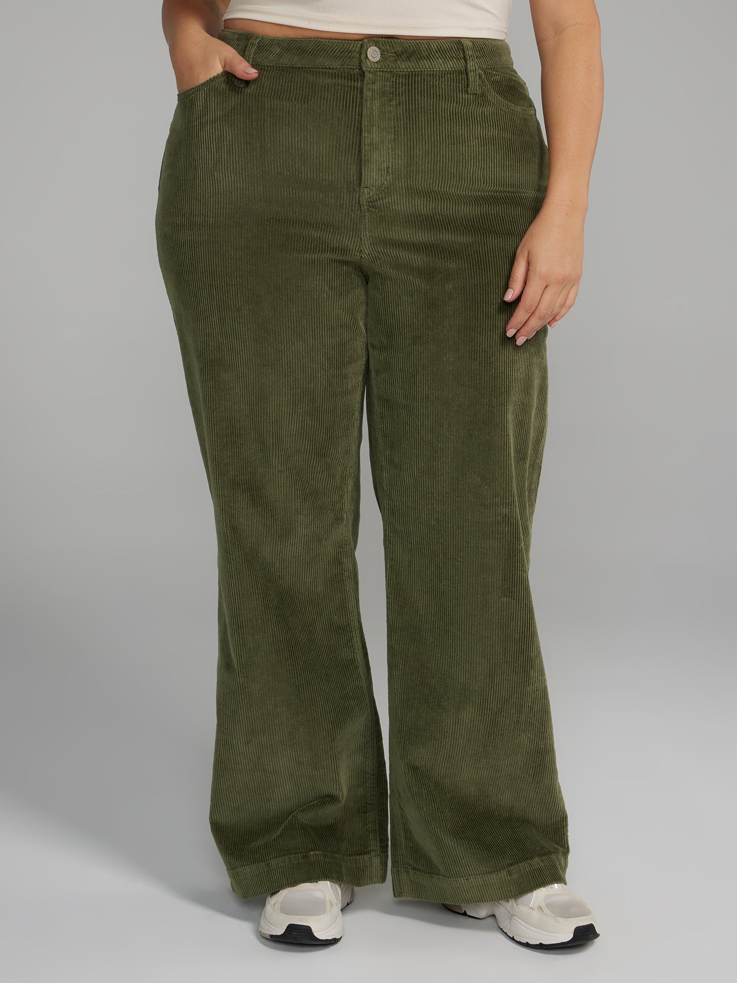 Plus Size High Rise Wide Leg Corduroy Pants