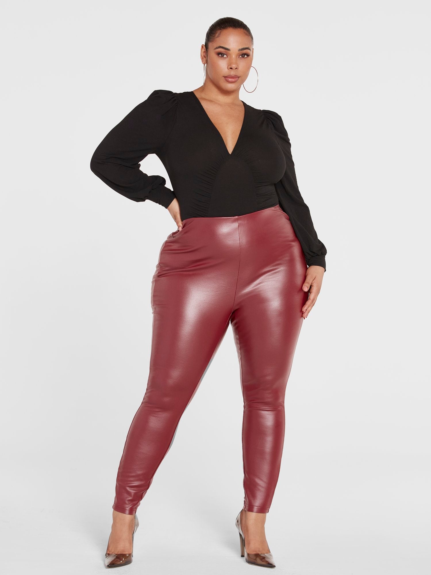 Plus Size Tamara Coated Ponte Knit Leggings | Fashion to Figure