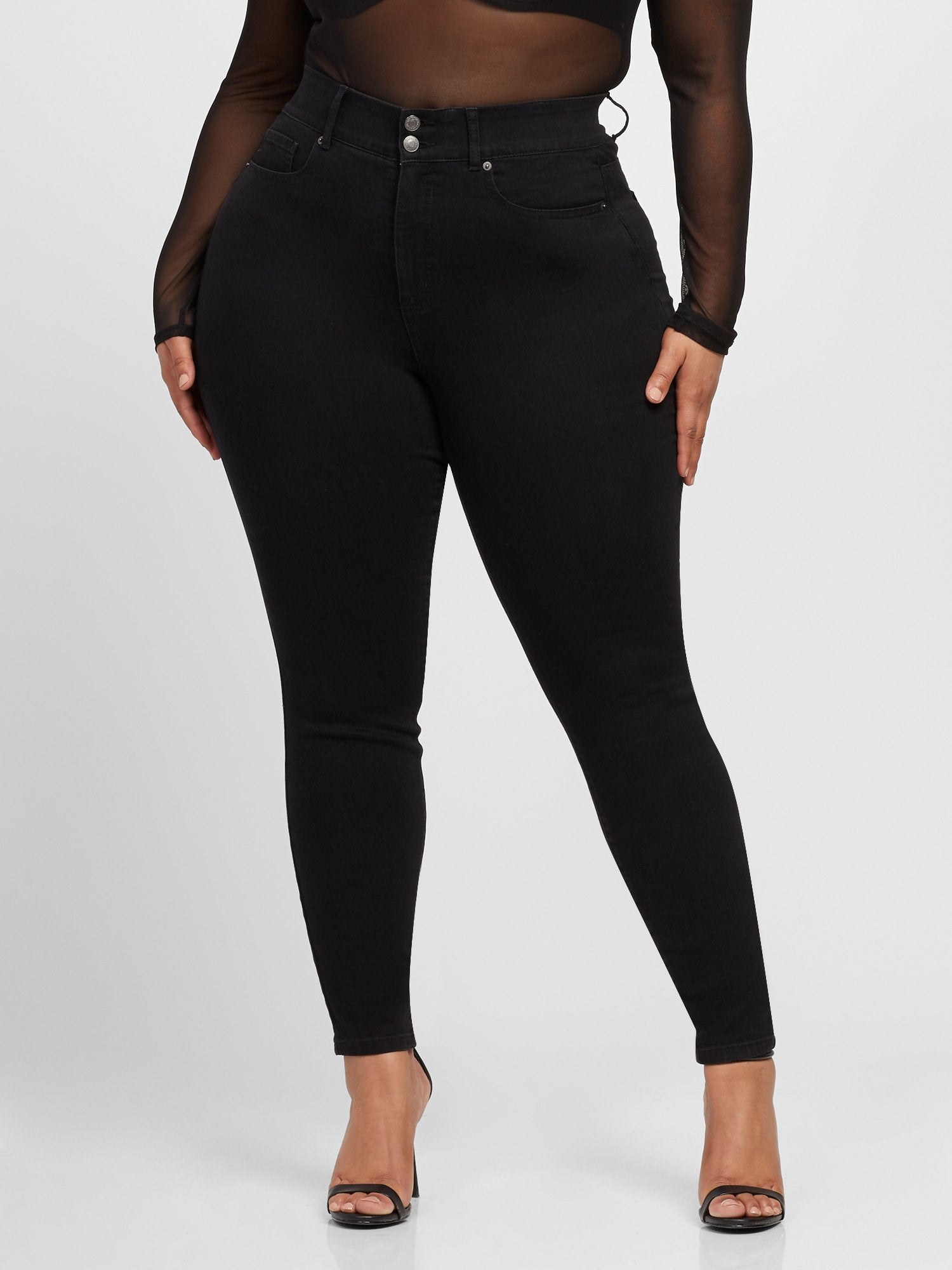 Plus Size Black Curvy Skinny Jeans - Tall Inseam