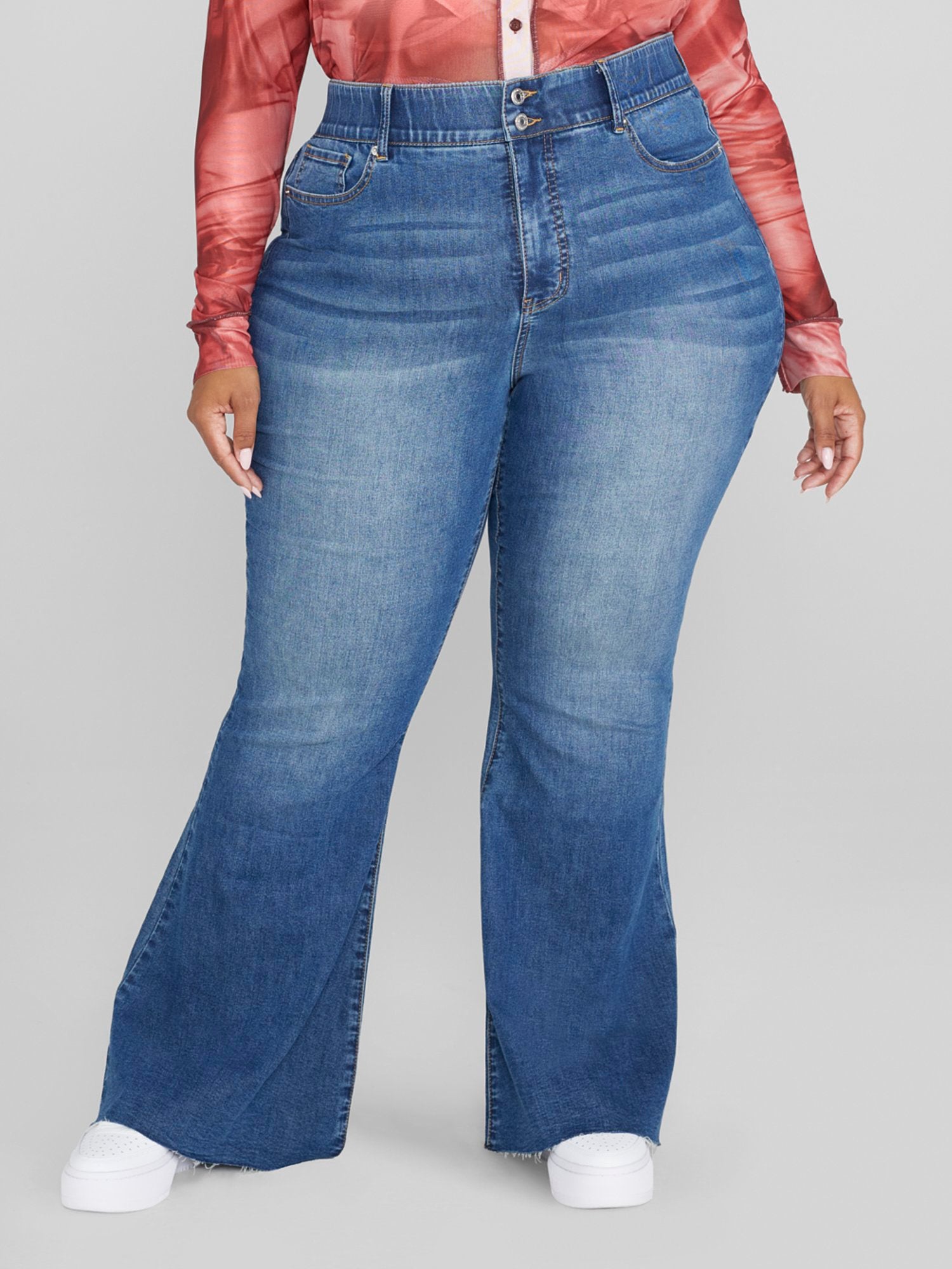 Buy High Note High Rise Flare Jeans Plus Size for USD 69.00