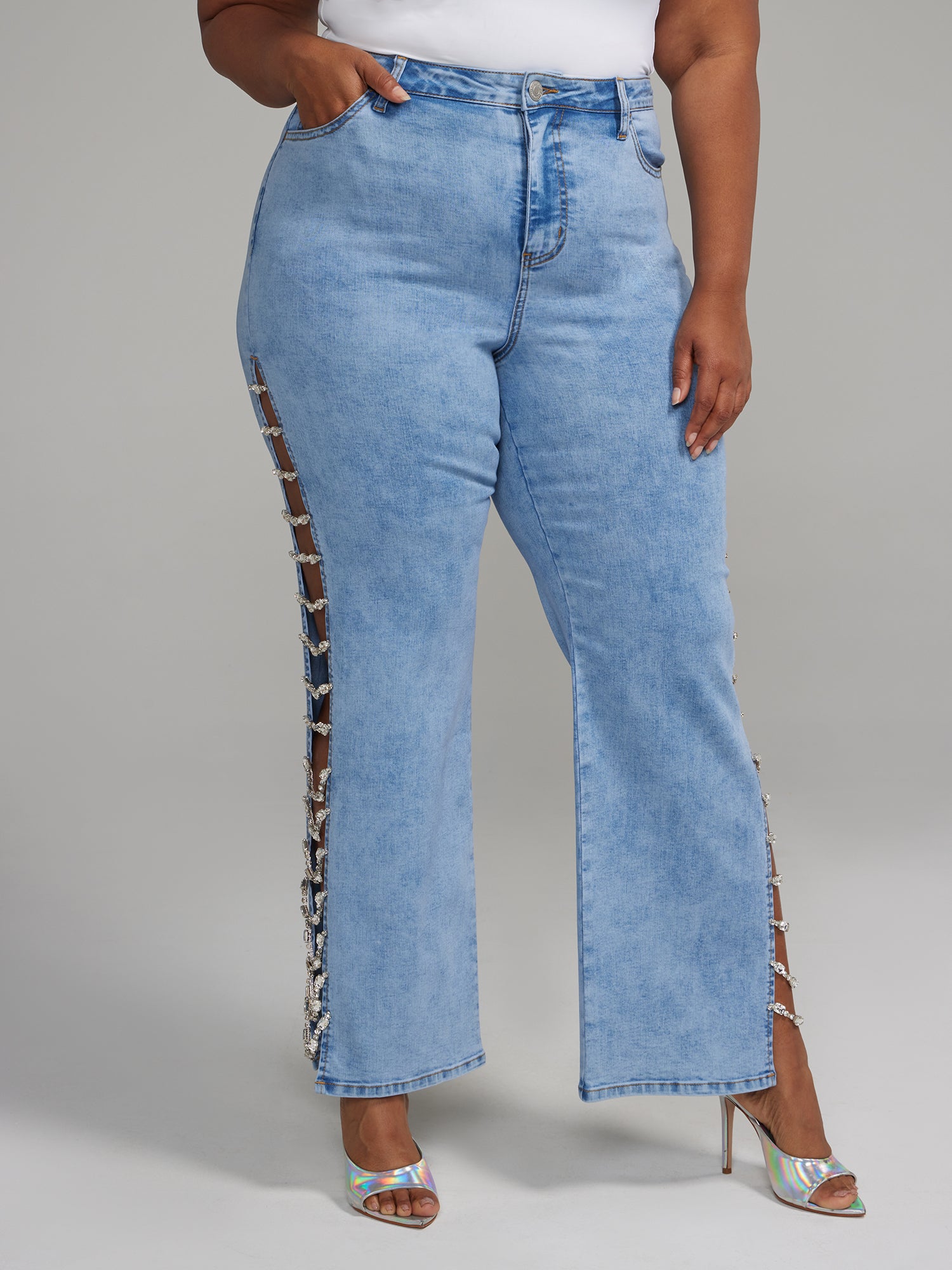Womens Blue Plus Pants - Bottoms, Clothing
