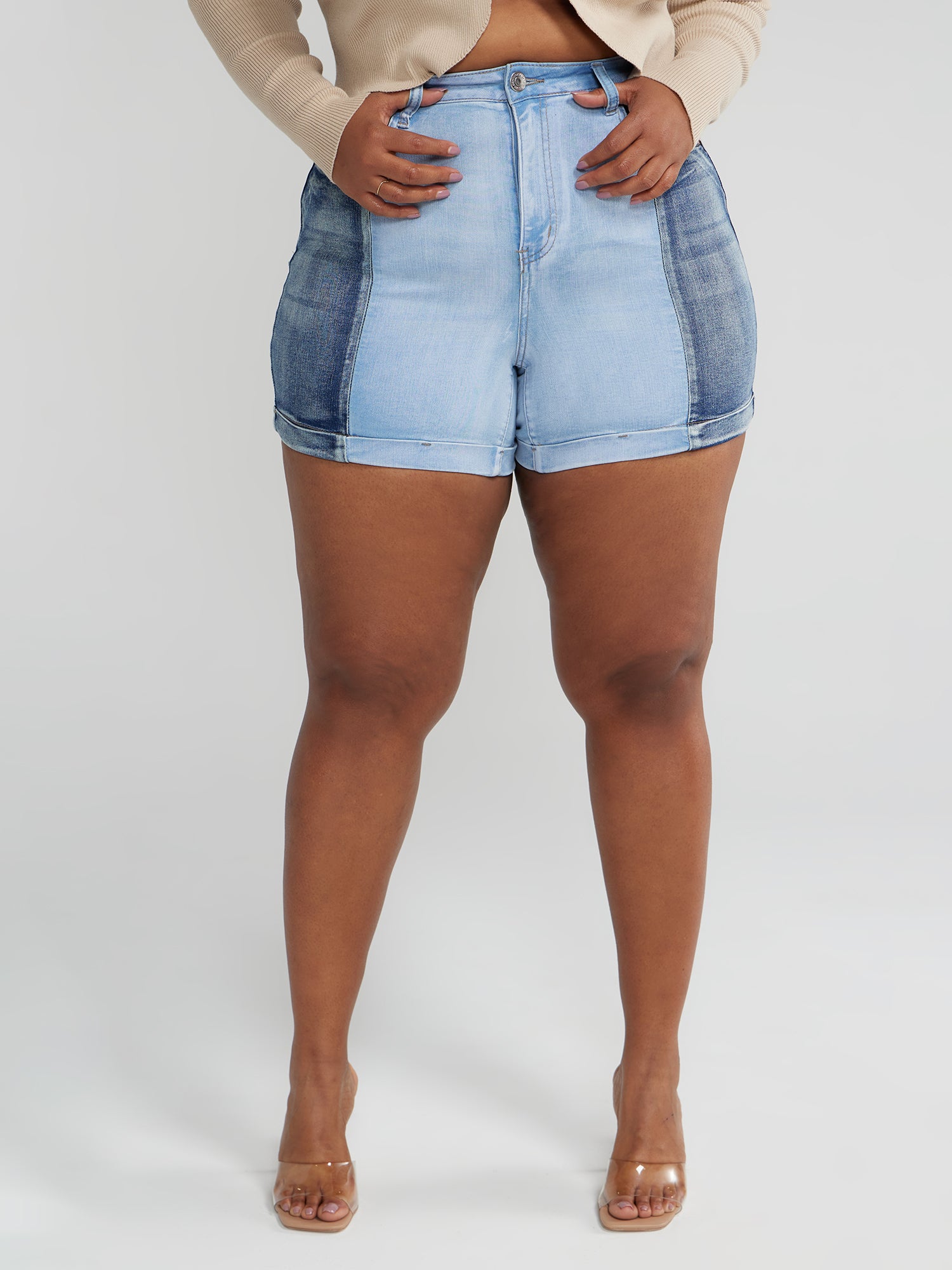 Buy ALLEGRACE Plus Size Shorts Women Denim High Waisted