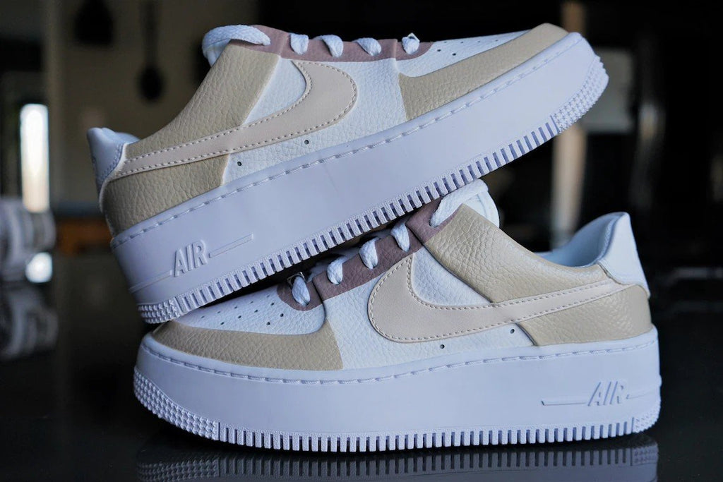 beige multi colored custom nike air force 1