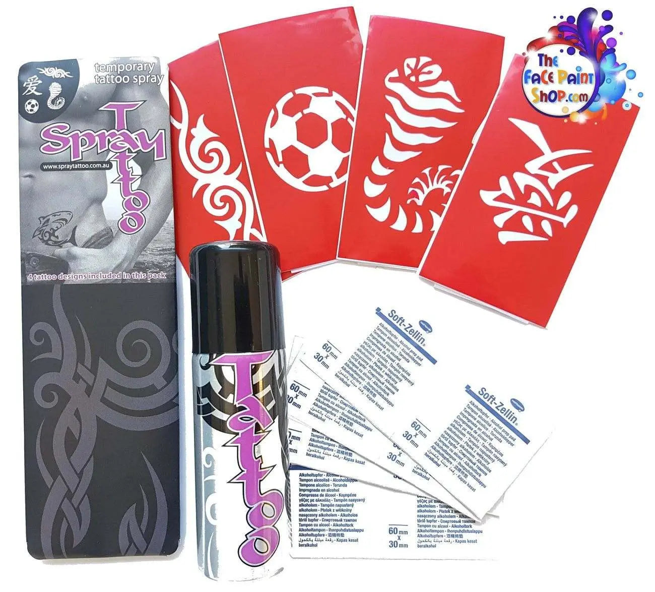 PointZero Complete Temporary Tattoo Airbrush Set  4 Color 20 Stencil Kit   Point Zero Airbrush