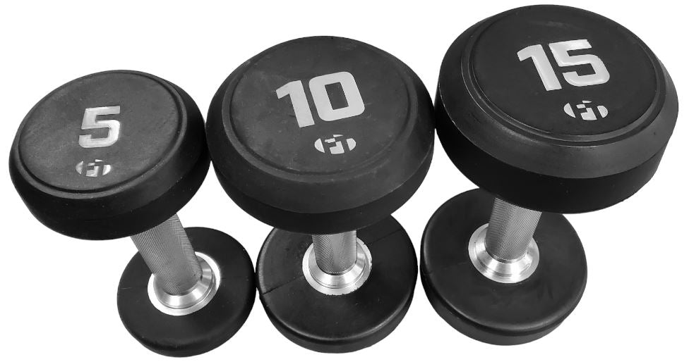 Fitness Town Deluxe Rubber Coated Round Dumbbell 5lb 10lb 15lb