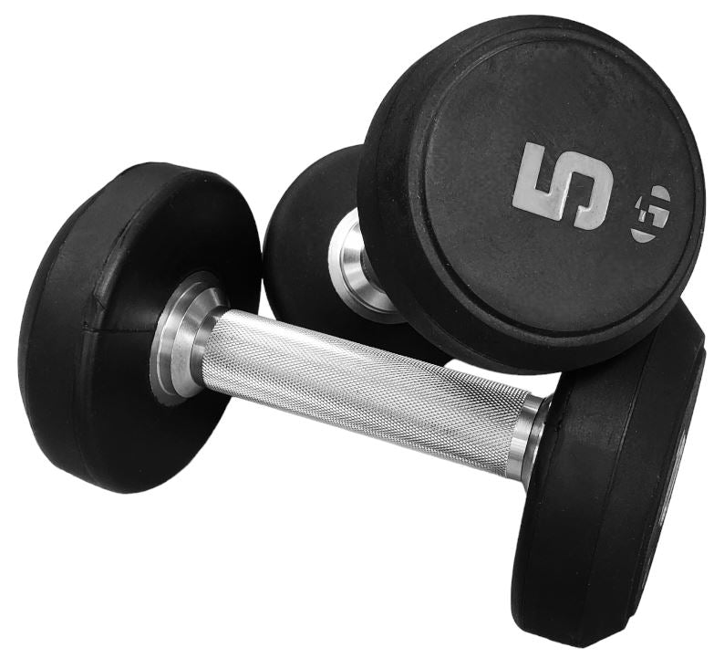 Fitness Town Deluxe Rubber Coated Round Dumbbell stacked