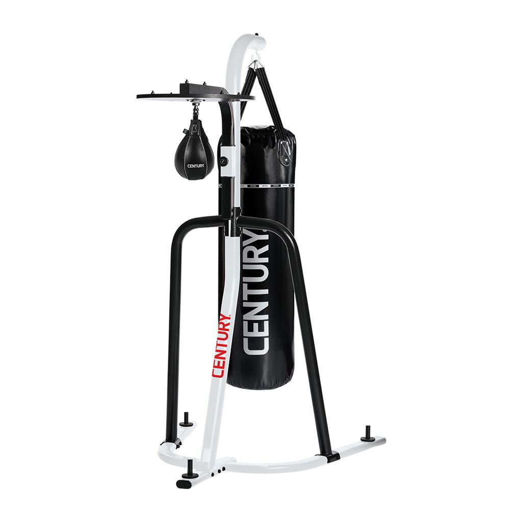 CENTURY Heavy Bag Stand With Speed Bag Platform - White/black