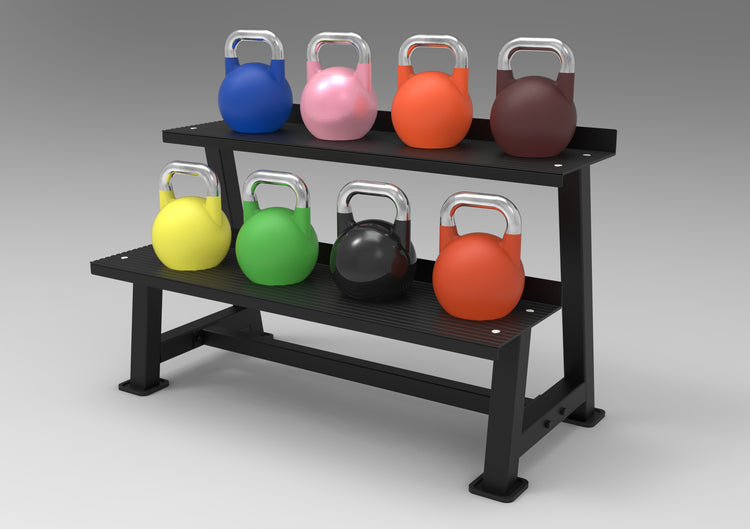 Fitness Town Kettlebell Rack - 2 Tier with kettlebells