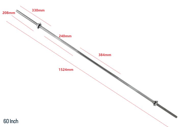 Fitness Town Threaded Standard Barbell dimensions 60 inch