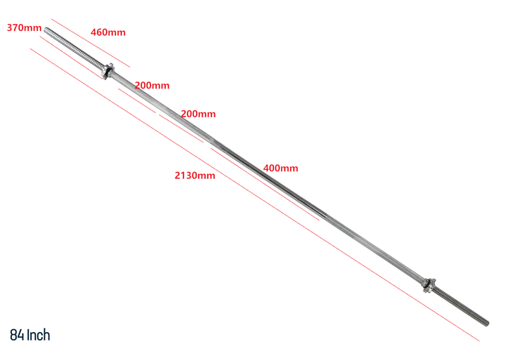 Fitness Town Threaded Standard Barbell dimensions 84 inch