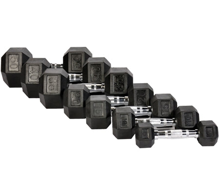 Fitness Town Virgin Rubber Hex Dumbbells multi weight