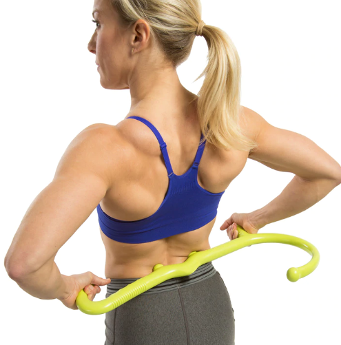 GoFit Muscle Hook with Training Manual in use back muscles