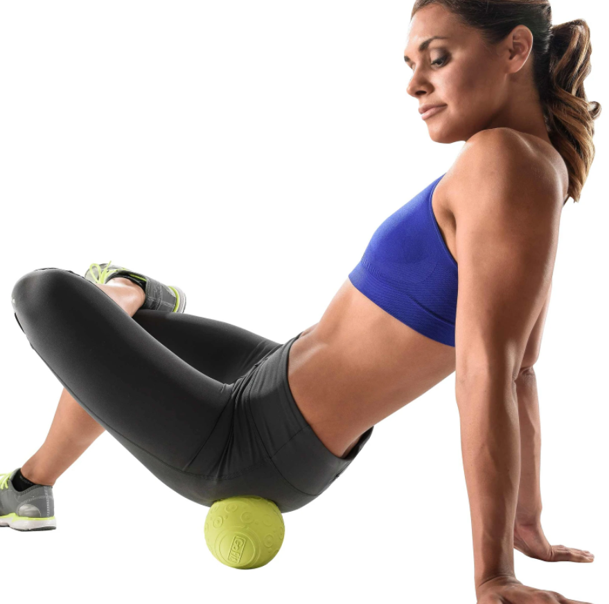GoFit Massage Ball in use glutes