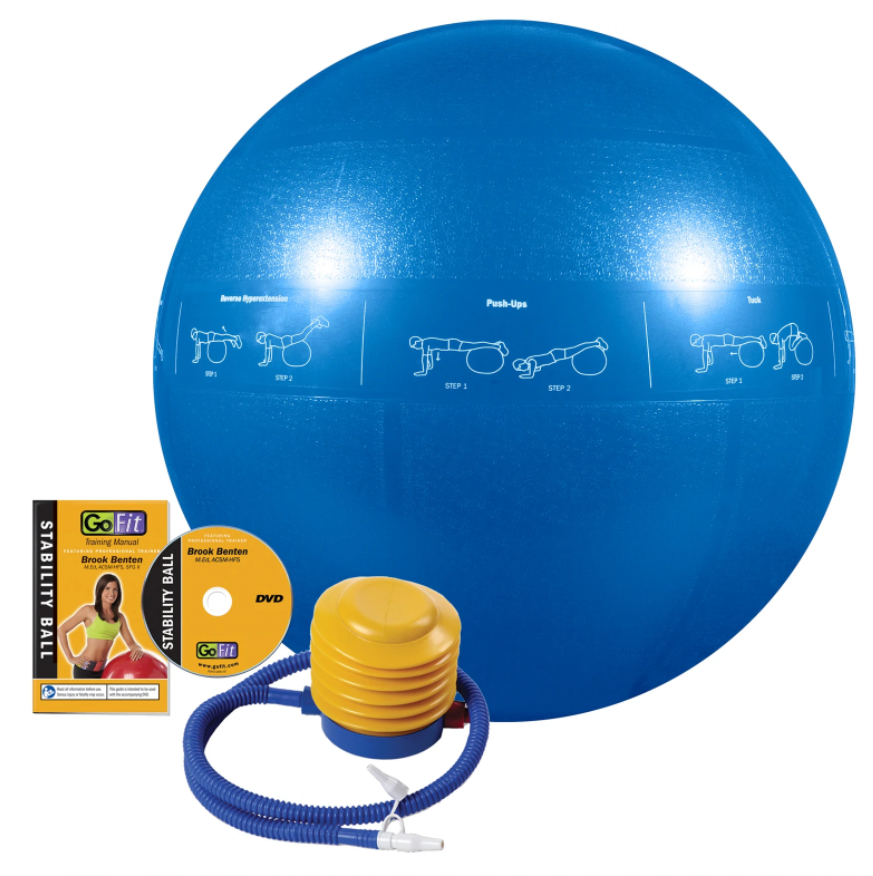 GoFit Pro Grade Stability Ball with starter kit