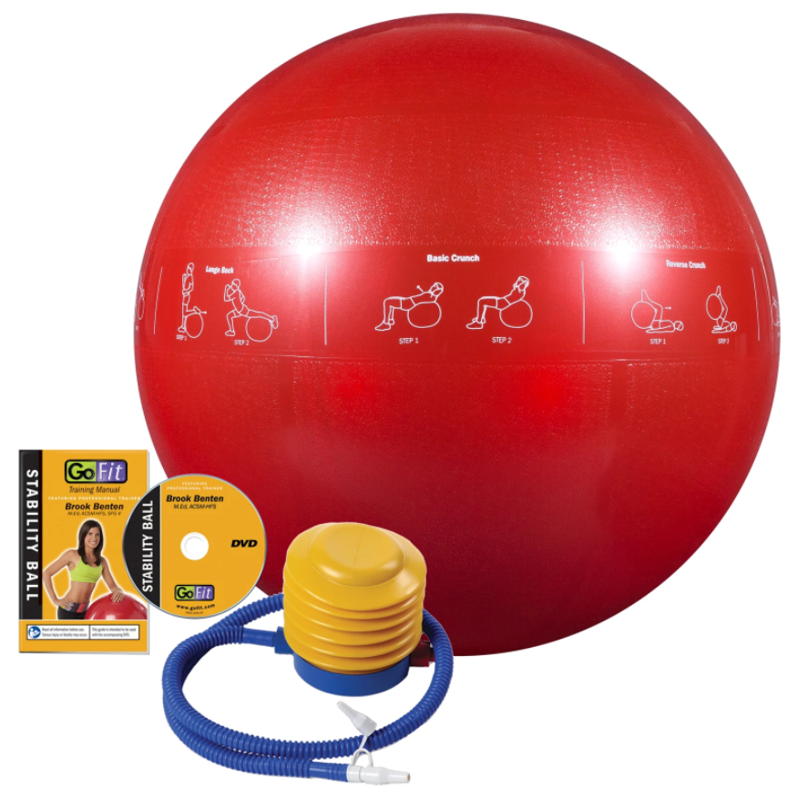 GoFit Pro Grade Stability Ball red with starter kit