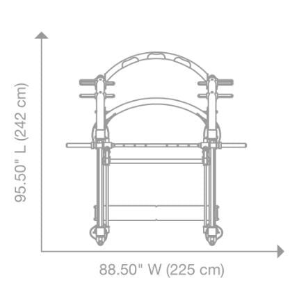 HOIST CF-3753 7 Degree Smith Machine front view dimensions diagram