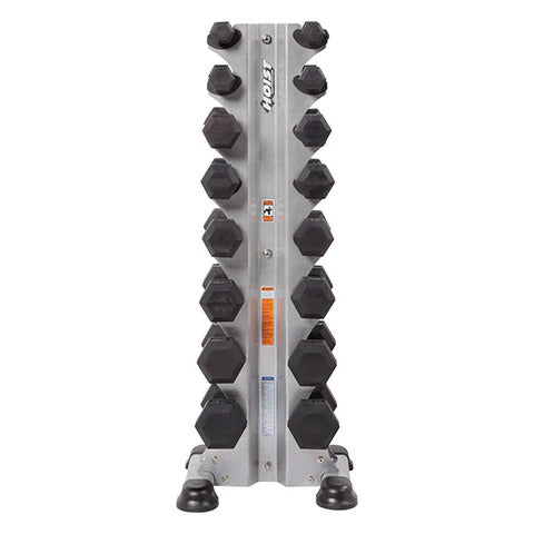 HOIST HF-5460 8 Pair Vertical Hex Dumbbell Rack with dumbbells