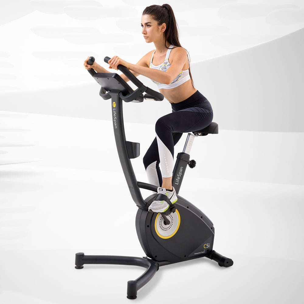 LifeSpan Fitness C5i Upright Bike in use