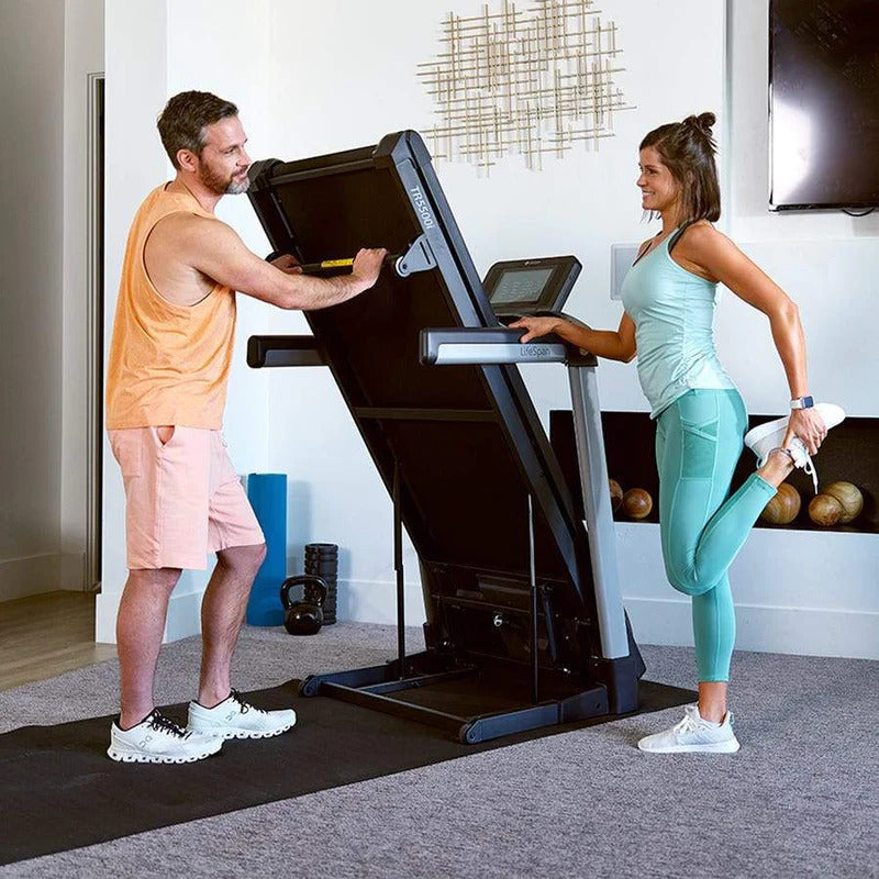 LifeSpan Fitness TR2000i Folding Treadmill folded in home