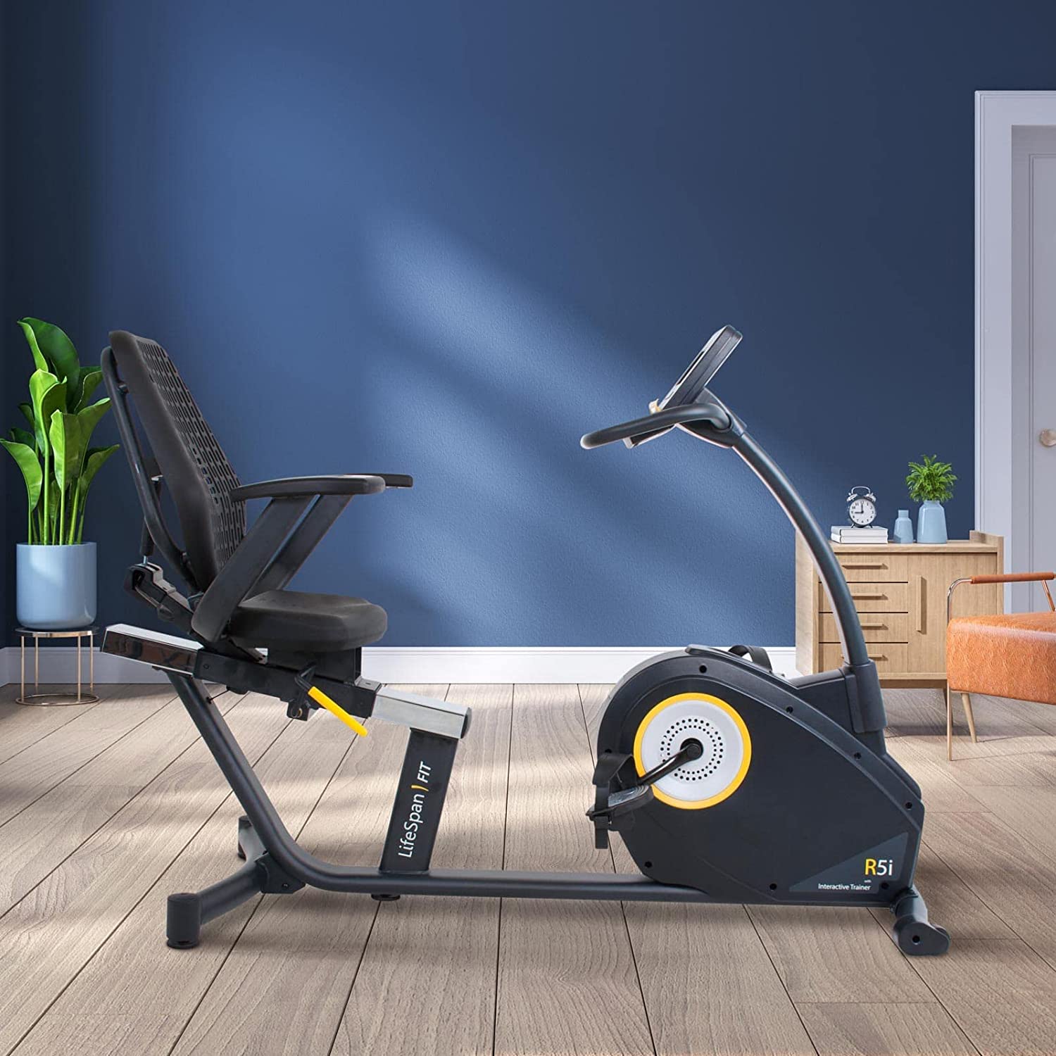 LifeSpan Fitness R5i Recumbent Bike in living room