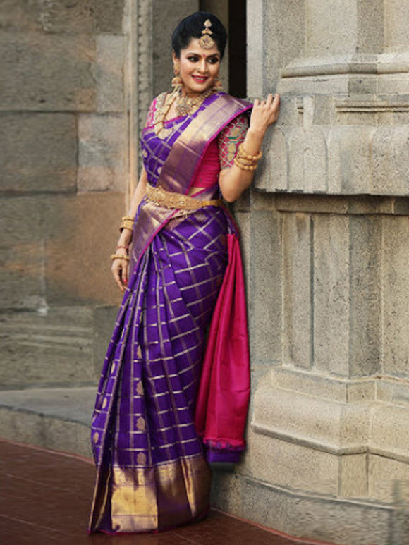 Rich Purple And Pink Color Designer Soft Silk Saree