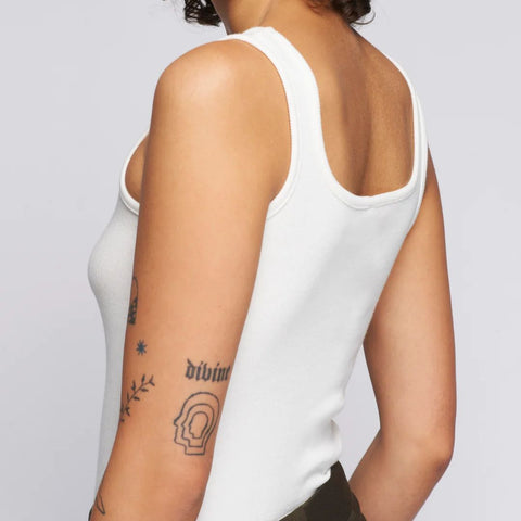 Basic cotton white tank top from a sustainable brand KOTN