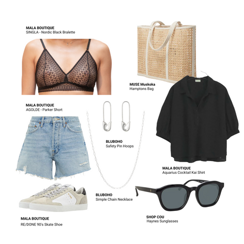 muskoka brands outfit inspo with black bralette