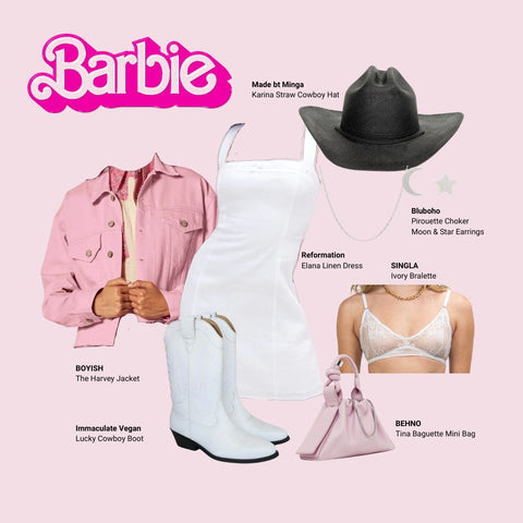 Barbie style outfit using sustainable fashion brands