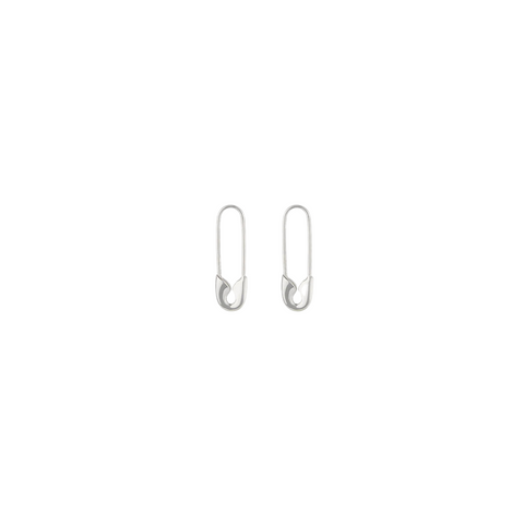 silver safety pin simple earrings