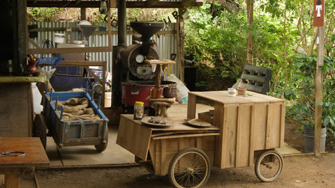 Coffee Cart setup at an organic coffee farm in south america