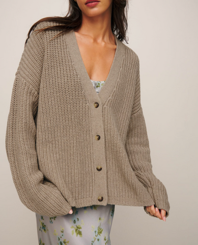 beige oversized cotton cardigan