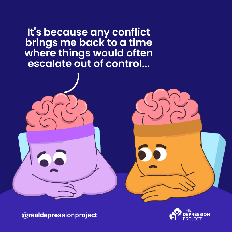 It's because any conflict brings me back to a time where things would often escalate out of control...