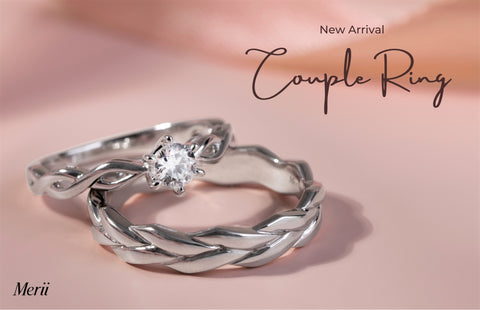 Merii sterlimg silver with CZ ring : couple ring
