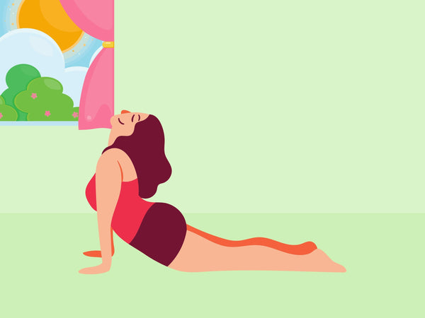 A woman doing yoga.