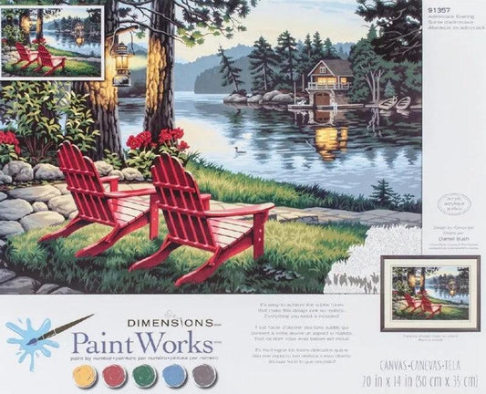 VILLAGE LAKE AFTERNOON, Paint by Number Kit, DIMENSIONS PAINTWORKS  (73-91661) – Leo Hobby