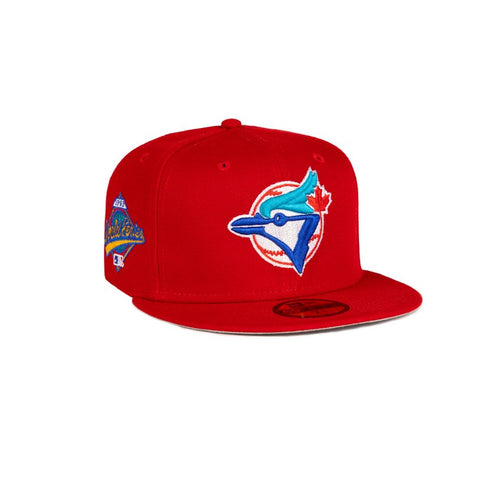 New Era Toronto Blue Jays Blackout 59Fifty Fitted Hat Black Red Leaf 7 1/8