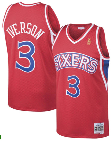 Allen Iverson 3 Philadelphia 76ers Mitchell & Ness Midas Swingman Metallic Gold  Jersey