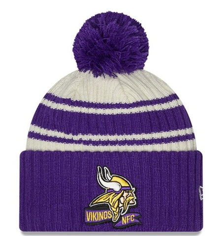 Minnesota Vikings 2022 NFL SIDELINE Cream-Purple Fitted Hat