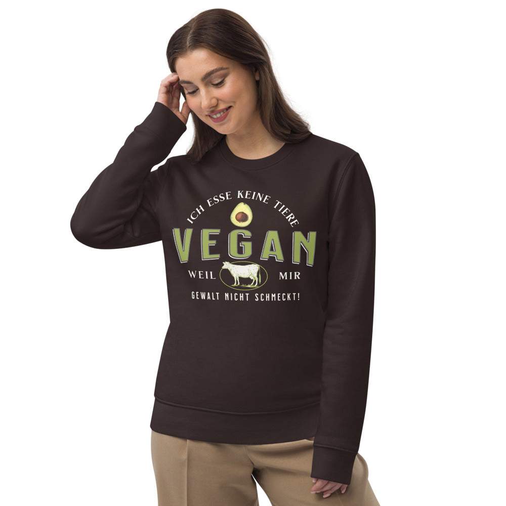 VEGAN - Ich esse keine Tiere - Unisex Premium Organic Bio Sweatshirt Pullover mit Aufdruck-Shirtyneers-Bio,Bio Pullover,Bio Sweatshirt,cool,Damen,geschenkidee,Herren,Kleidung,Nachhaltig,nachhaltige bekleidung,Pullover,Sweatshirt,Tiere,Tierfreundlich,tolle,umweltfreundlich,unisex,vegan,vegan dog food,vegan shop,vegane kleidung,vegetarier,zertifiziert
