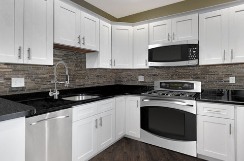 Solid wood kitchen cabinets - White