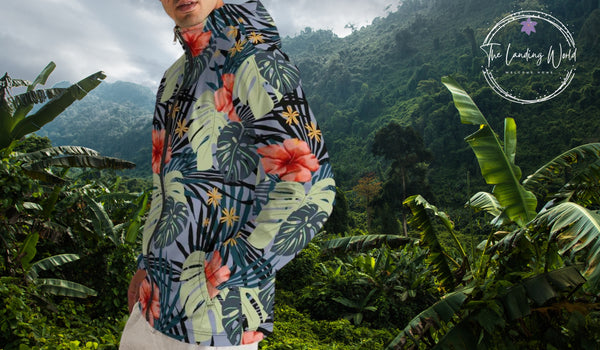 Men's Tropical Hawaiian Print Windbreakers, Jackets, Bomber Jackets