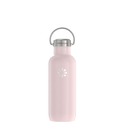 Glass Water Sports Bottle With Stainless Steel Lid,16 oz,Pink