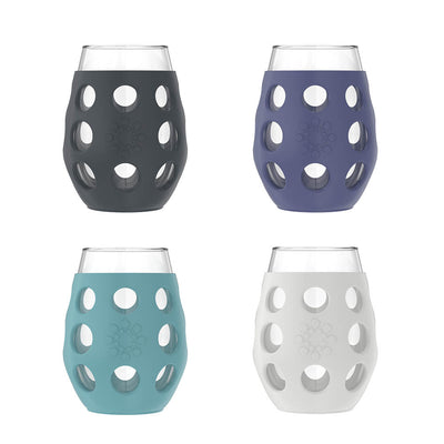 Cru Stemless Wine Glass Set with Silicone Protection