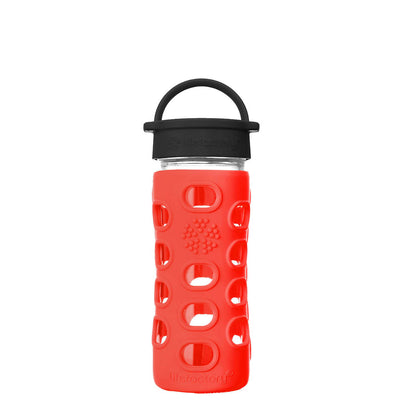 Lifefactory 12 oz Glass Water Bottle with Classic Cap and Silicone Sleeve - Apple Red